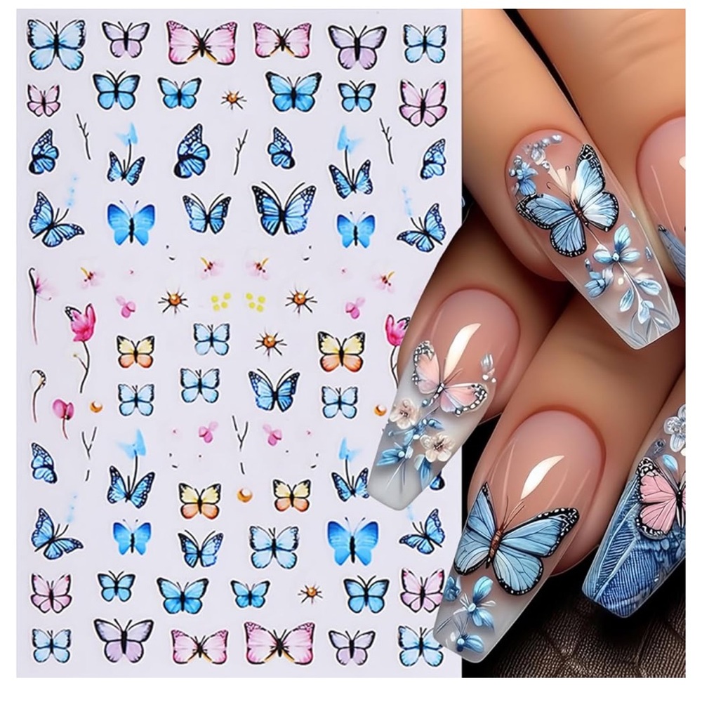 8Pcs Flower Nail Art Stickers 3D Self-Adhesive Nail Decals